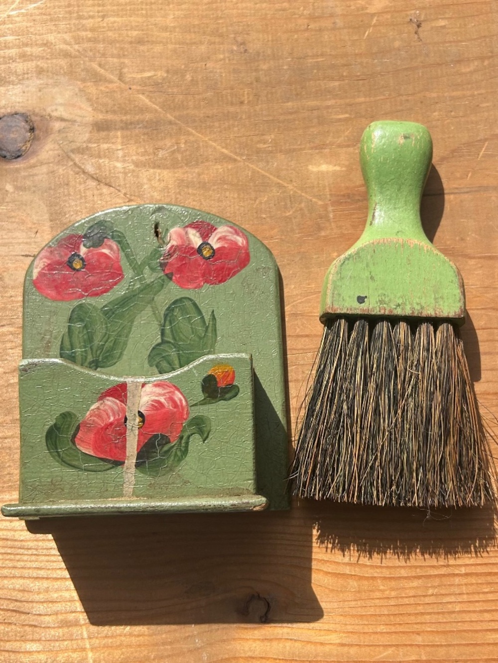 Vintage Hang Whisk Hand Oxco Brush Broom Wood Hand Painted Wall Holder